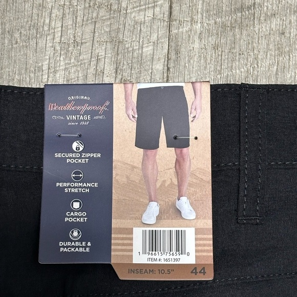 Men's Weatherproof 44 XXL 2XL Chino Khakis Shorts Black Golf Stretch NWT - Picture 10 of 11